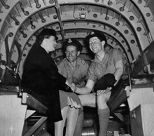 Elsie on board the Lancaster bomber