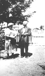 Tatsuo Kawai with Elsie Curtin in the garden at 24 Jarrad Street Cottesloe, 1959. Records of Bob Wurth. JCPML01224/24.