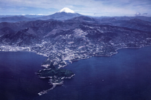 Manazuru, Japan, home town of Tatsuo Kawai, with Mt Fuji in the distance, n.d. Records of Bob Wurth. JCPML01224/4. 