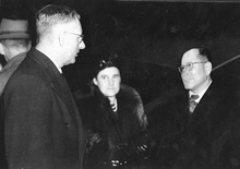 John and Elsie Curtin greeting Tatsuo Kawai at Perth airport, July 1941. Records of Bob Wurth. JCPML01224/75. 