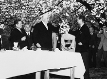 Sir Robert Menzies, visit to the Japan Australia Society in Tokyo, April 1957. JCPML01225/1. 