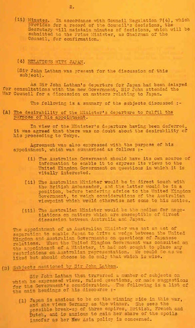 Minutes of the Advisory War Council Meetings, vol. 1, minute no. 4, 1940, p. 2, Original held by NAA, A5954, 812/1.