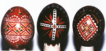 Hand painted eggs, from student project Ukrainian Folklore in Australia by Bernice Cameron, 1991.