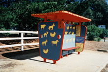 Image of a painted bus shelter in the Glen Forrest area. From Margaret Fowler's student fieldwork project, 1996.