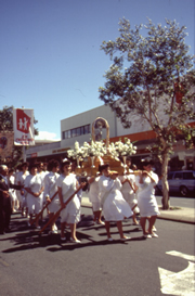 Parade during the Fremantle Fishing Fleet Festival, from student project by Lyn Le Provost, 1989.