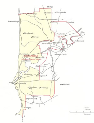 Fremantle electorate map, 1922-1936