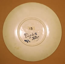 Plate decorated by Elizabeth Jolley (back)