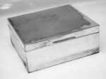 Silver cigarette box presented to John Curtin by staff at the Westralian Worker, 1928