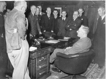 Former journalist John Curtin meets the Canberra Press Gallery (known as the Circus) c. 1945