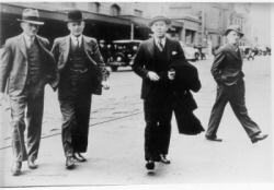 John Curtin and Don Rodgers (2nd and 3rd from left) at Adelaide Station, 1937