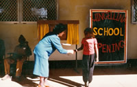 Curtin University Library. Carmen Lawrence Collection. Records of Carmen Lawrence. Carmen Lawrence at the opening of the Wingellina Remote Community School, 1988. CUL00005/3/56