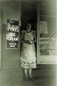 Dutch migrant Joanne Peters outside her Toodyay Cafe, 1952