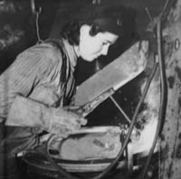 Non-traditional work such as arc-welding was taken on by women in the war years