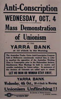 Publicity authorised by Curtin for an anti-conscription mass meeting during World War 1
