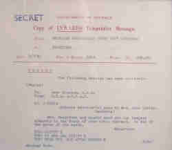 Telegram from US General Douglas MacArthur to Elsie Curtin