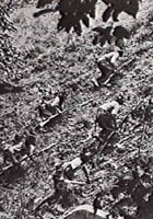Japanese troops advancing in Malaya, 1943
