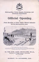 Programme for official opening of the Hills Water Scheme, 1925