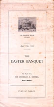 Lord Mayor's Easter Banquet menu, Mansion House, London, 1928