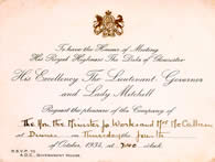 Invitation to dine with HRH Duke of Gloucester, 1934