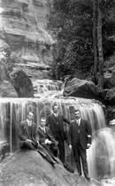 Postcard of Alex McCallum at Leura Falls, Blue Mountains, 1921