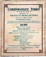 Complimentary dinner menu, Moora Roads Board,16 August 1925