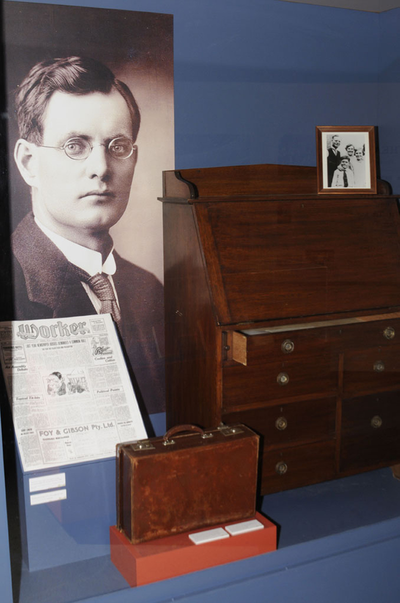 John Curtin's desk, brief case and family photo