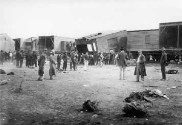 Moving camp along the line during the  construction of the Trans Australian Railway