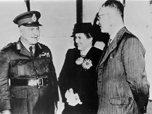 John & Elsie Curtin with General Blamey on board "Lurline" before leaving Sydney for USA, 1944. Records of the Curtin Family. JCPML00376/129. 