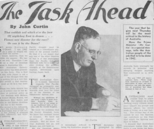 The Task Ahead by John Curtin, 27 December 1941. Originally published in the Melbourne Herald. Records of John Curtin.  JCPML00468/1.