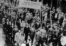 Labor Day procession ["Make Jack Curtin Prime Minister" banner], 1937. JCPML00568/10/2. 