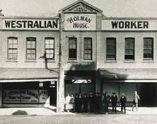 John Curtin outside the Westralian Worker building, c 1920