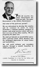 Message to the electors of Australia from Prime Minister Curtin, ALP federal election flyer, 1943.
