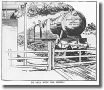'To hell with the signal!' Cartoon by Ted Scorfield, Bulletin, 21 March 1945 