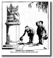 'Empire Day Ceremony'. Cartoon by Ted Scorfield, The Bulletin, 31 May 1944