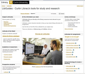 Screenshot of LibGuide web page, 2012