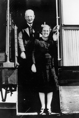 Curtin and Elsie on board US train, 1944. Records of Frederick McLaughlin. JCPML00018/5.