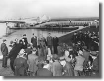 Menzies being welcomed by Newbold Morris at La Guardia Marine Terminal, New York, 1941